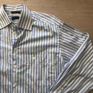 Eton Blue Striped Long Sleeve Button Down Shirt-